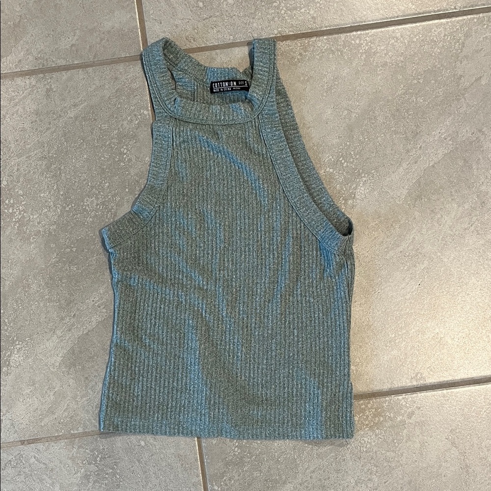 Brandy Melville Teal Ribbed Tank Top